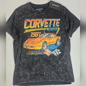 NWT Chevy Corvette T-shirt Womens Large Black Orange 1981 Retro